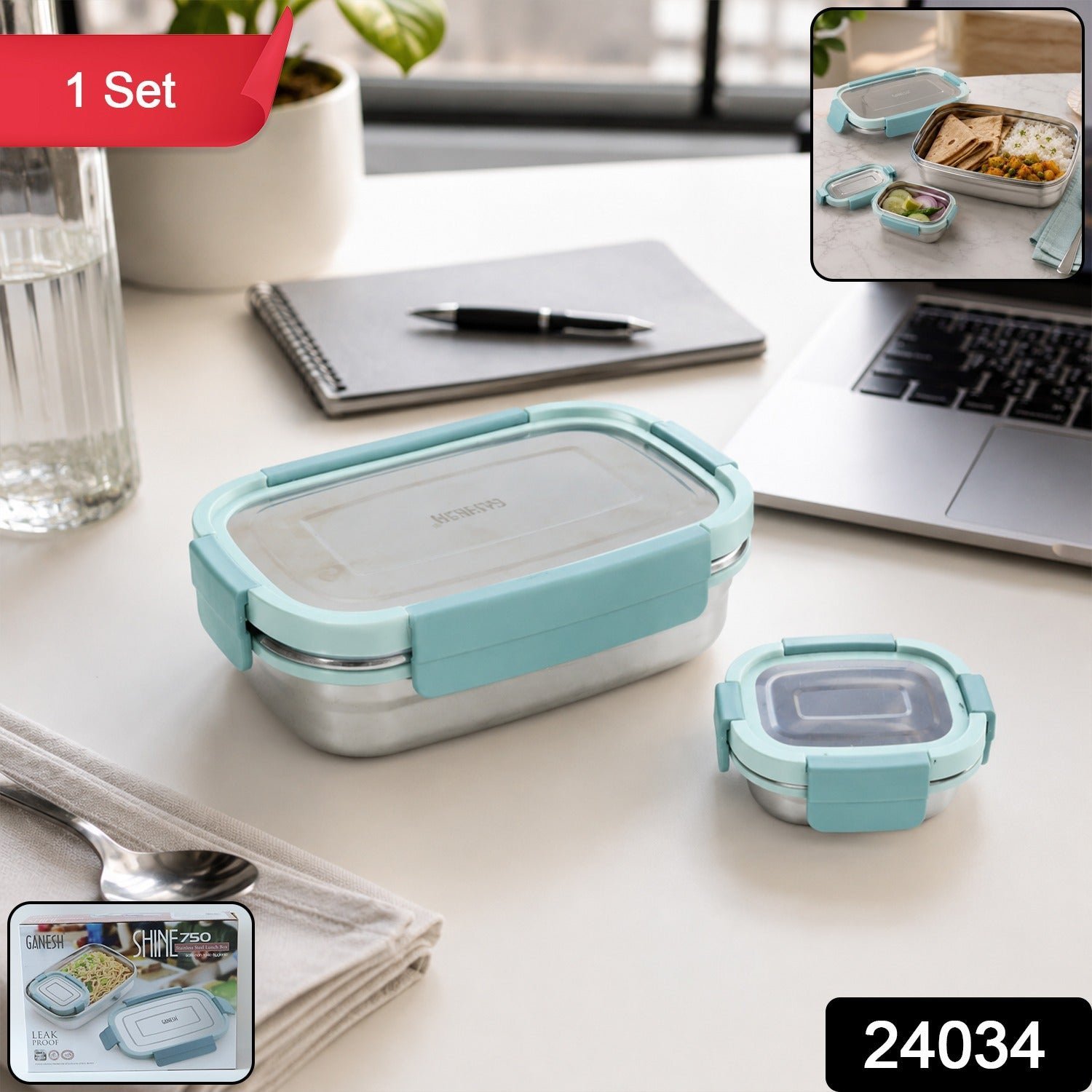 Stainless Steel Lunch Box Set � Leak-Resistant & Easy to Carry