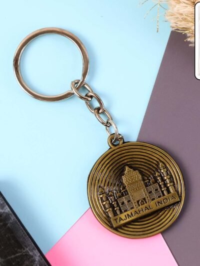 Taj Mahal Souvenir Keychain – Antique Brass Finish Durable Metal