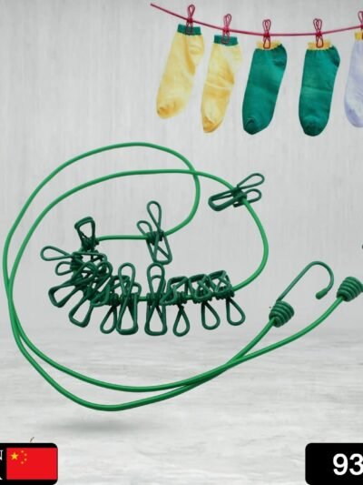 Portable Clothes Drying Rope – Elastic with 12 Clips | FERVENT