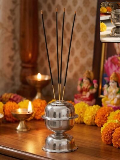 Lotus Agarbatti Stand – Durable Steel Incense Holder for Pooja