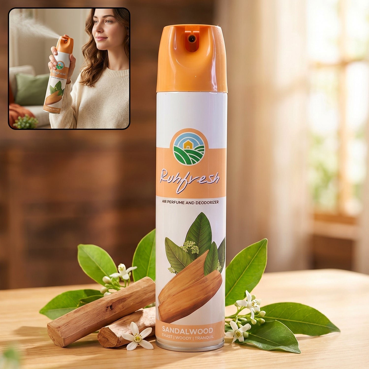 Sandalwood Air Freshener Spray � Long Lasting Fragrance for Homes & Offices
