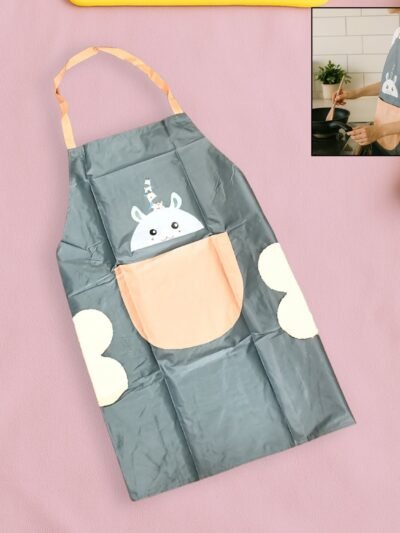 Cartoon Animal Kitchen Apron – Durable with Front Pocket