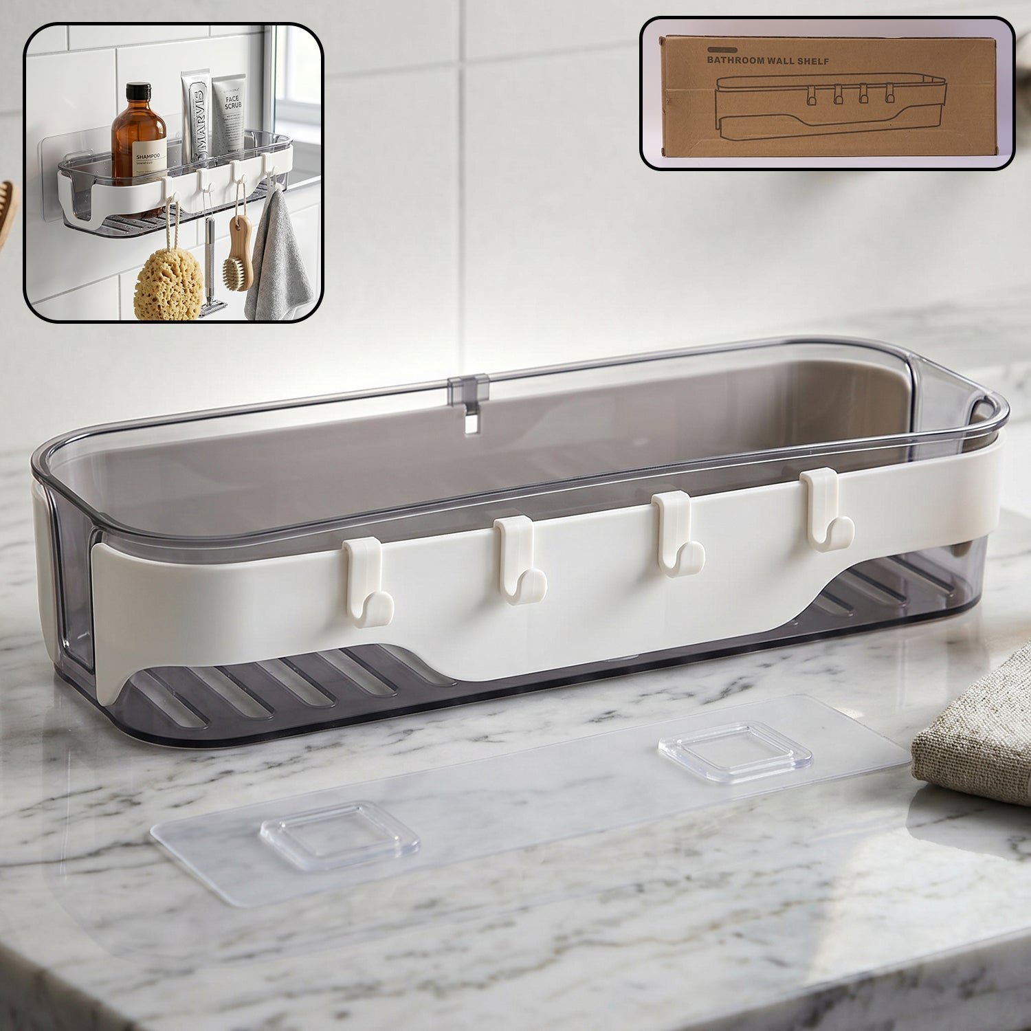 Bathroom Wall Shelf � Space-Saving with Hooks & Modern Design