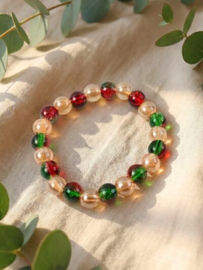 Multicolor Glossy Bead Stretch Bracelet – Stylish Elastic Fit