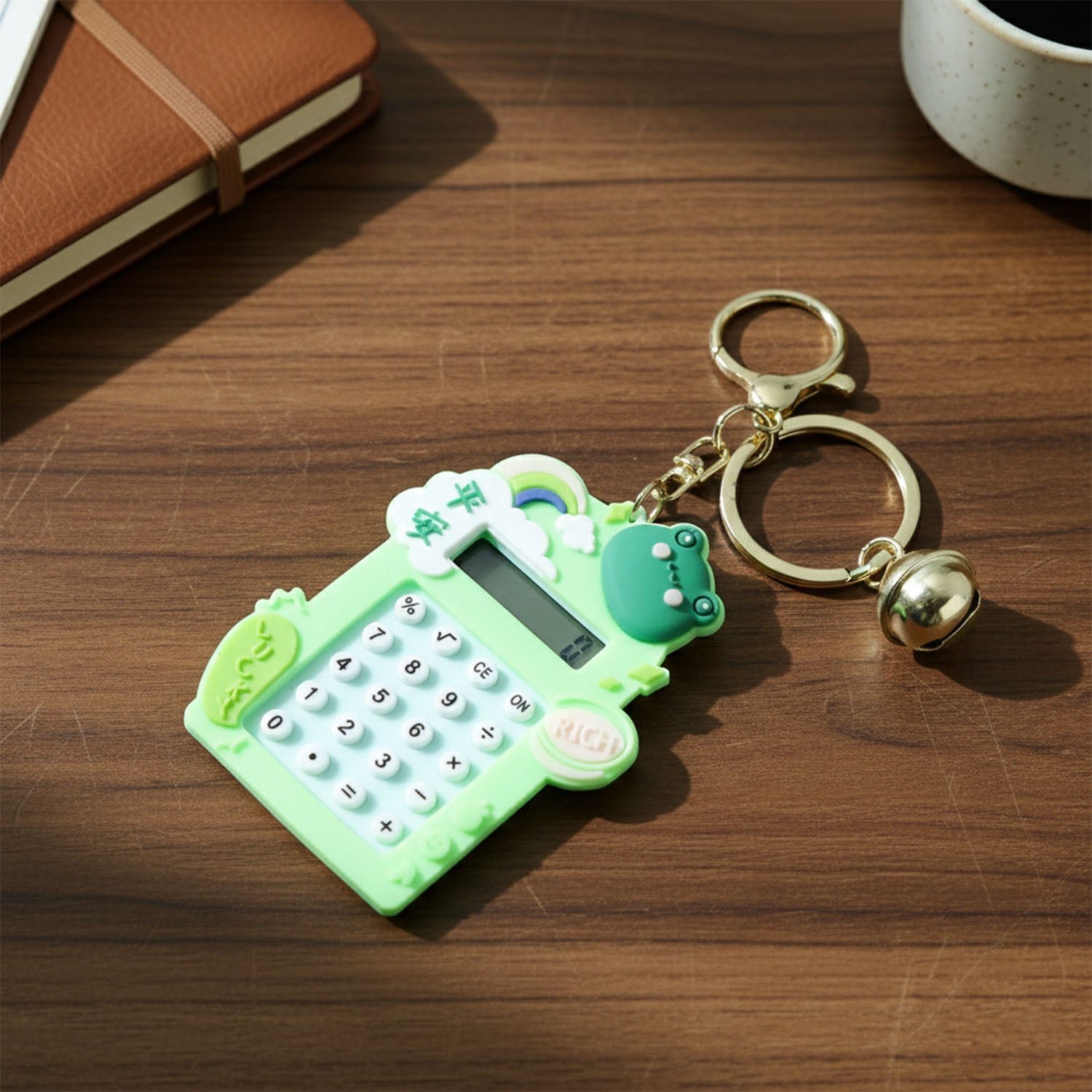 Frog Calculator Keychain – Portable Mini Digital Calculator with Bell