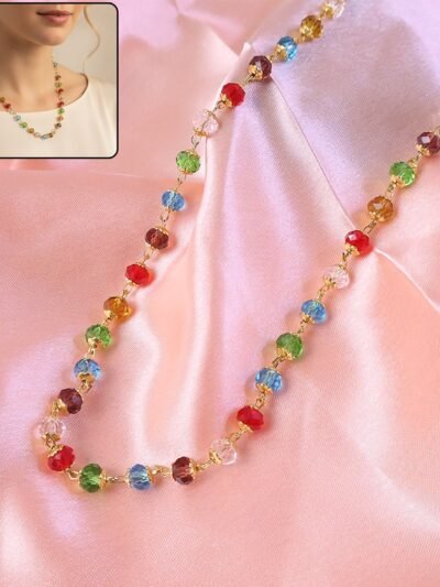 Multicolour Crystal Beaded Necklace – Elegant Lightweight Jewelry