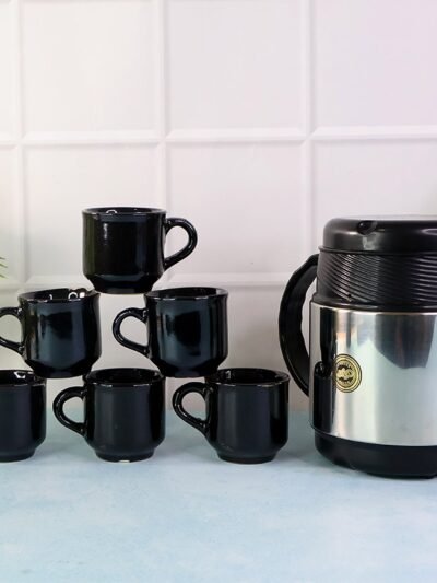 Insulated Thermos Flask with 6 Ceramic Cups – Keeps Drinks Hot