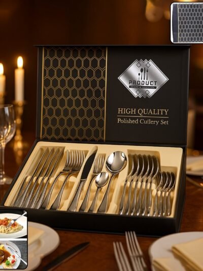 Stainless Steel Cutlery Set – 24 Pc Polished Dinnerware