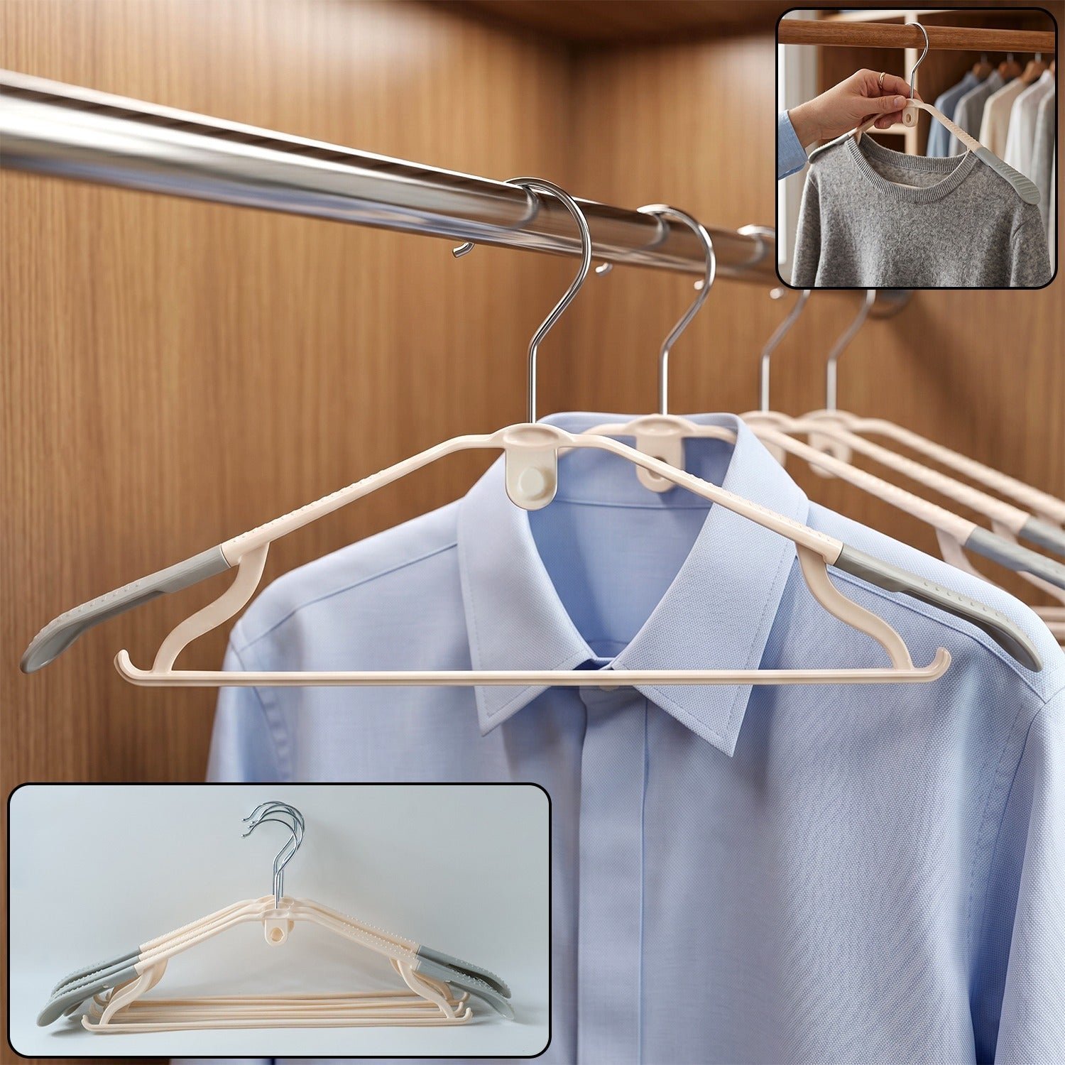 Plastic Clothes Hangers Set � Space-Saving & Non-Slip Design