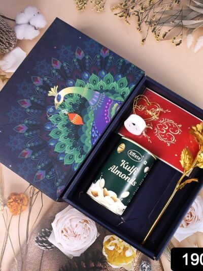 Valentine Gift Box – Heart Light, Chocolates & Golden Flower | Giftoiza