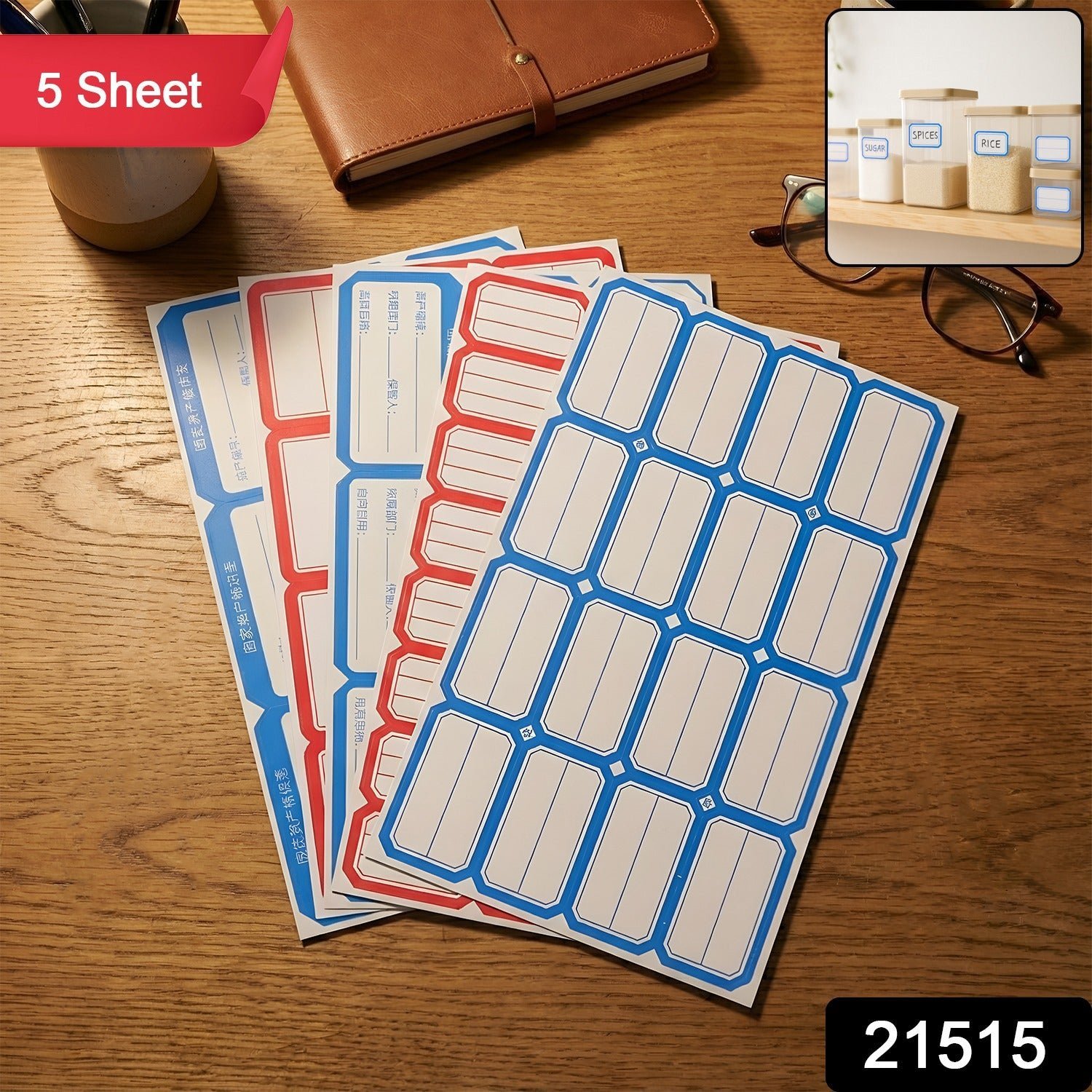 Writable Label Stickers – 5 Sheets for Home & Office Organization