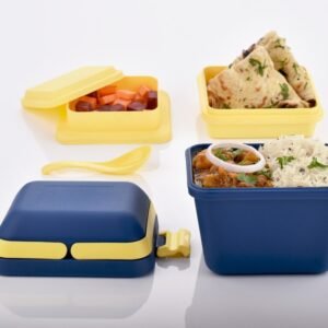 Airtight Lunch Box – 3 Compartment, Push Lock | Lunchie Bunchie