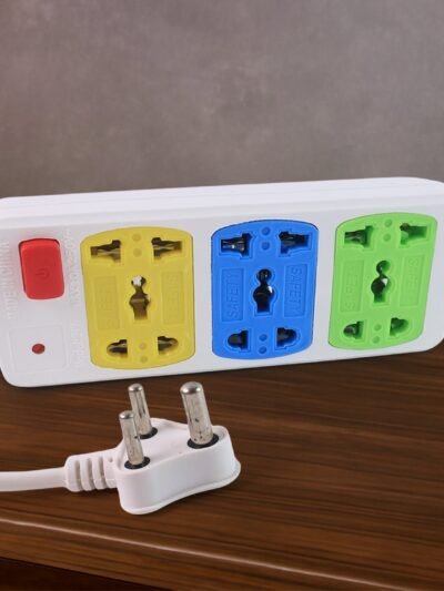 Universal 3-Socket Extension Board – Compact Power Strip with Safety