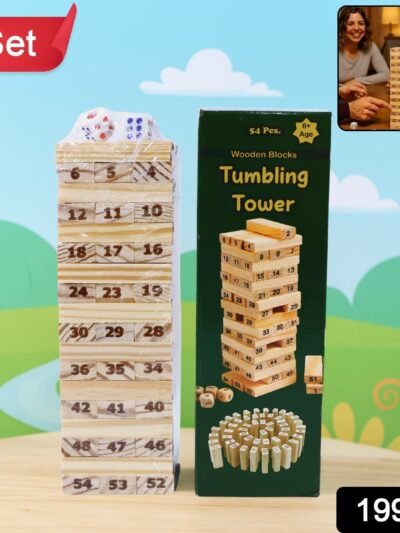 Tumbling Tower Wooden Blocks – 54-Piece Numbered Game Set
