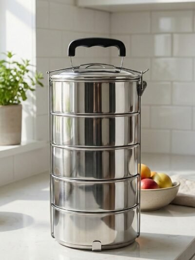 Stainless Steel Lunch Box – 5-Compartment Leakproof Tiffin | Lunchie Bunchie
