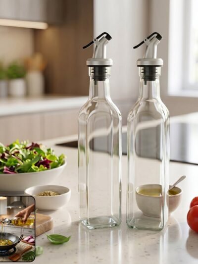 Glass Oil Dispenser Set � Leak-Proof & Stylish Kitchen Accessory