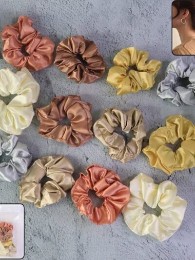 Satin Hair Scrunchies 12 Pc – Soft, Gentle Elastic Hair Ties