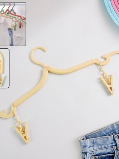 Foldable Cloth Hanger with Dual Clips – Space-Saving Laundry Organizer