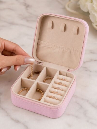 Travel Jewellery Box – Portable PU Leather Organiser | LilyGleam
