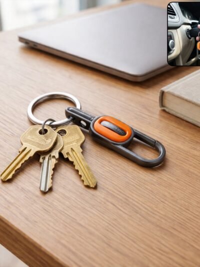 Heavy Duty Push Lock Metal Keychain – Secure Dual Ring Design