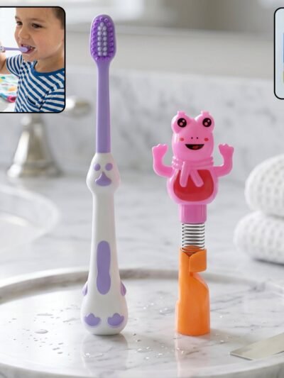 Kids Toothbrush Set – Soft Bristles & Fun Frog Design