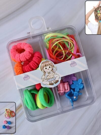 Kids Hair Accessories Set – Vibrant Mix with Storage Box