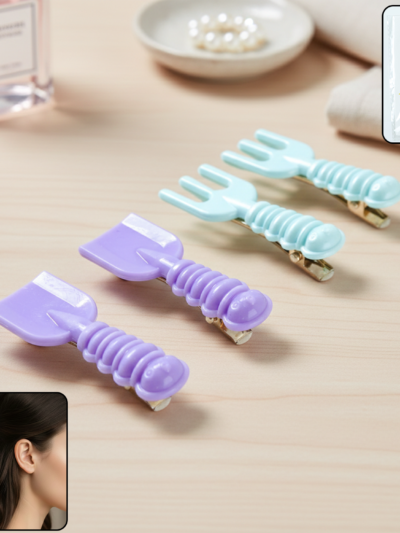 Mini Tool Shape Hair Clips – Stylish 4-Piece Snap Set