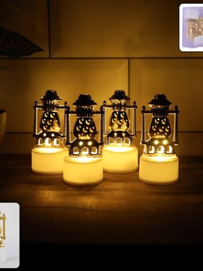 Flameless LED Tealights – Vintage Lantern Style (Set of 4)