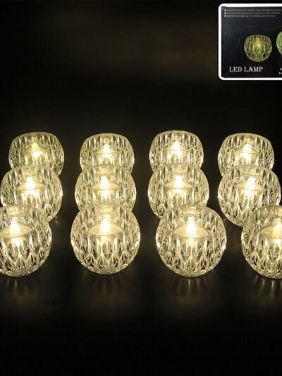 Crystal Style LED Decorative Lamps – Set of 12 Flameless Candles