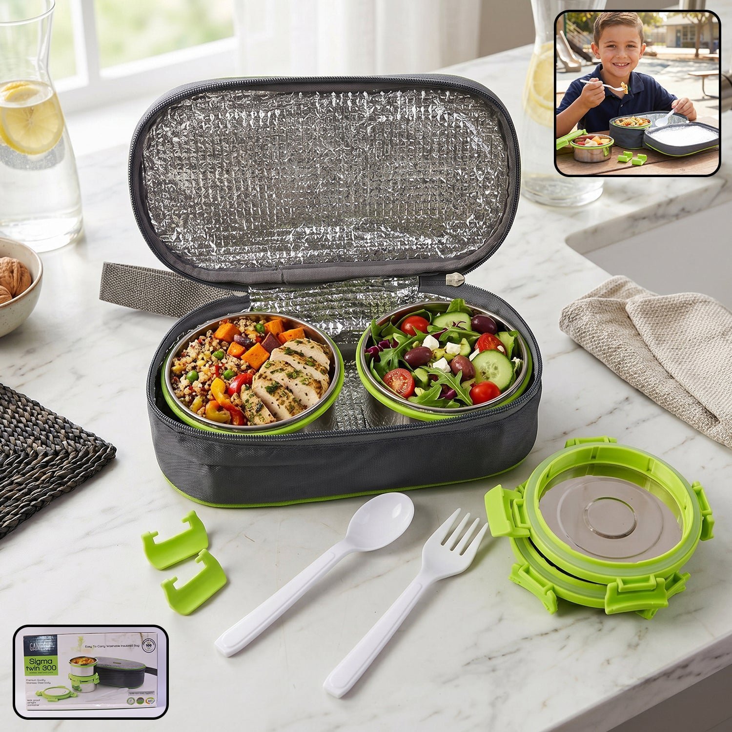 Stainless Steel Lunch Box Set � Durable & Leakproof with Carry Bag