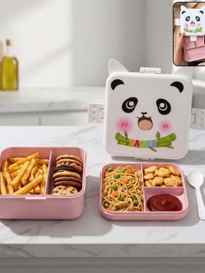 Kids Lunch Box with Compartments � Panda Design & Utensils for School & Travel