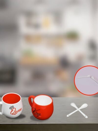 Couple Coffee Mug – King & Queen Printed Plastic Set 300ml | Indo Glow