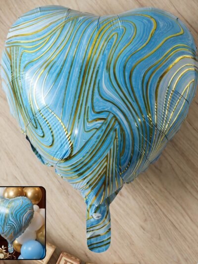 Blue Marble Heart Foil Balloon � Bright & Festive Party Decor