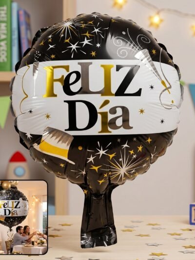 Black Gold 'Feliz Dia' Foil Balloon � Bright Party Decor for Celebrations