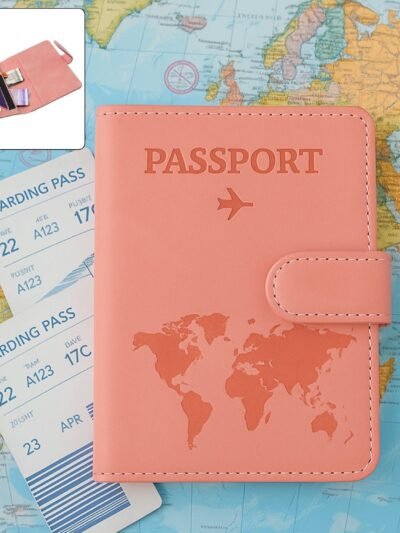 World Map Travel Passport Holder – Compact & Durable Organizer