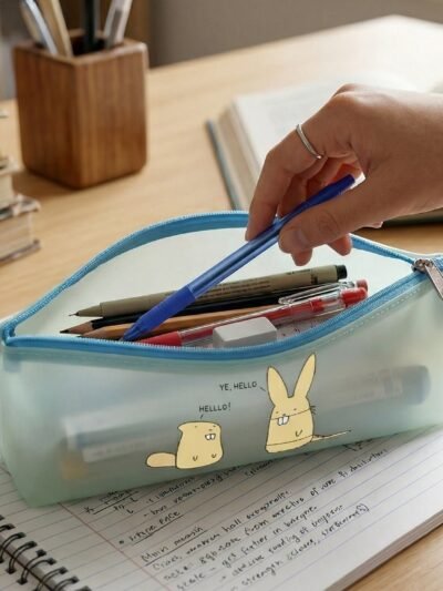 Cute Cartoon Transparent Pencil Pouch – Waterproof & Stylish Organizer