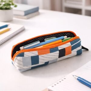 Designer Fabric Zipper Pencil Pouch – Compact & Stylish Organizer