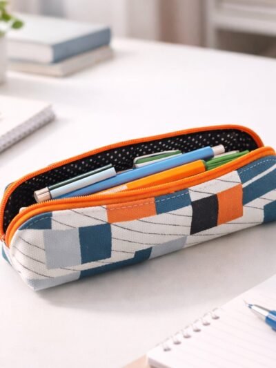 Designer Fabric Zipper Pencil Pouch – Compact & Stylish Organizer