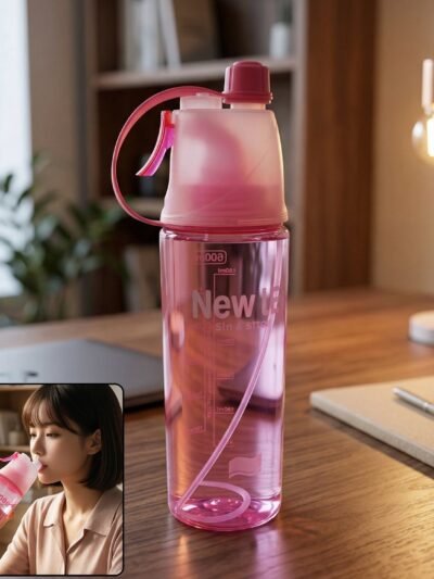 Sports Water Bottle – 600ML Dual Function with Mist Spray