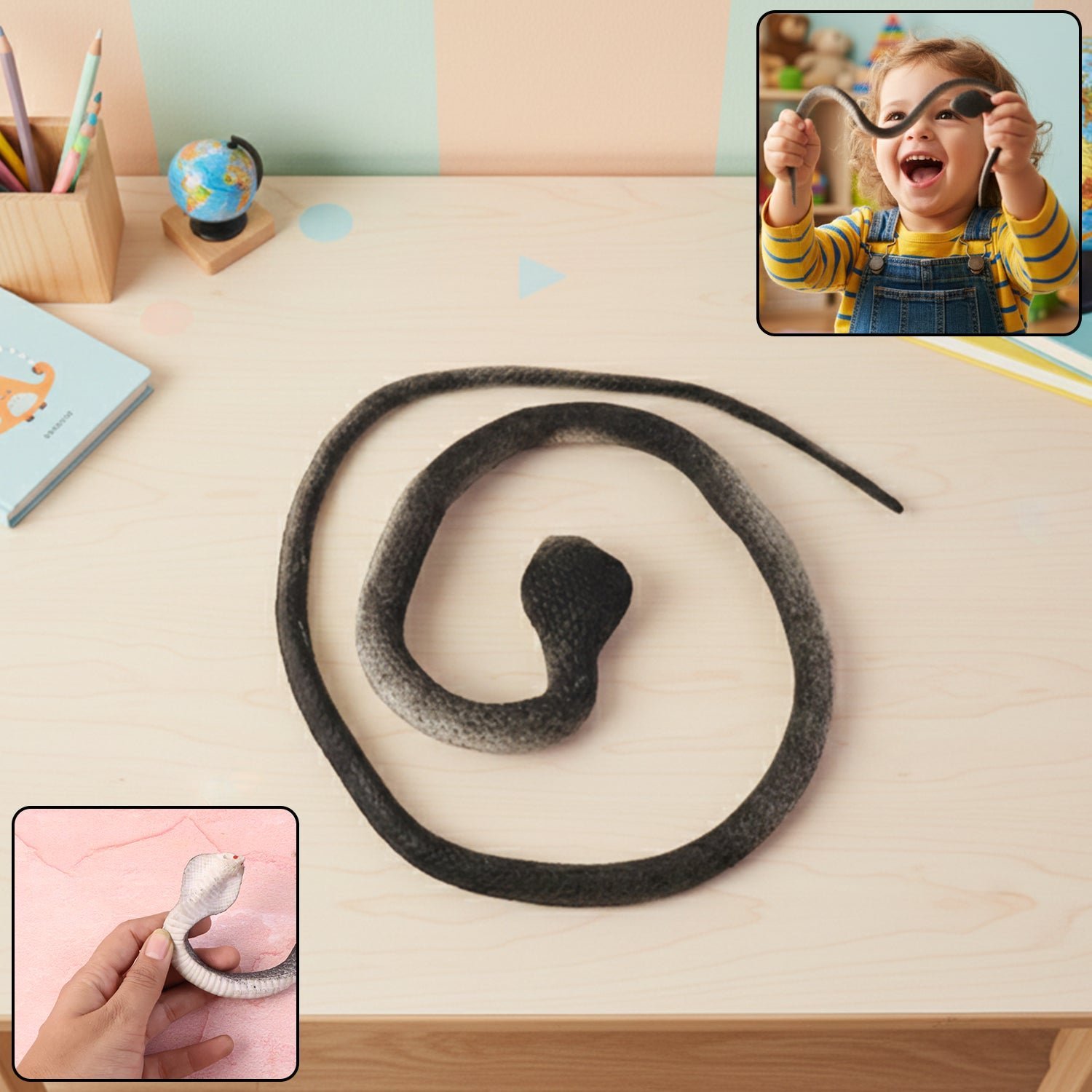 Realistic Dummy Snake Toy – Flexible Kids Prank & Garden Deterrent