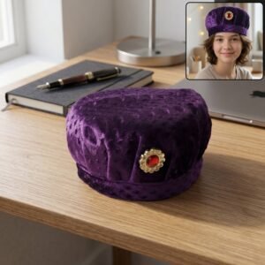 Velvet Boys Cap – Elegant Festive Headwear with Stone Brooch