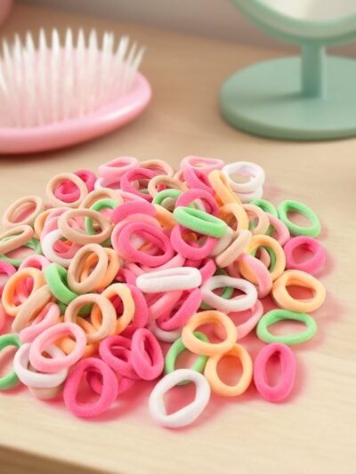 Soft Elastic Hair Bands for Kids – 100-Pack Colorful No-Metal Hair Ties
