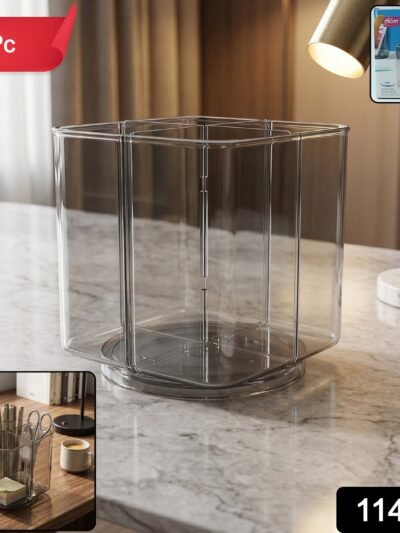 Desk Organizer � 360� Rotating Acrylic Pen Stand for Workspace
