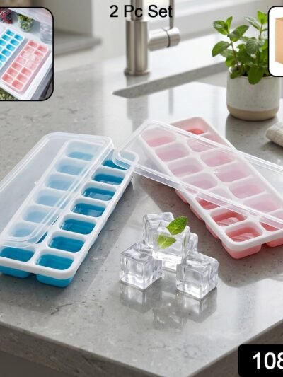 Plastic Ice Cube Tray with Lid � Hygienic & Easy Release, Pack of 2