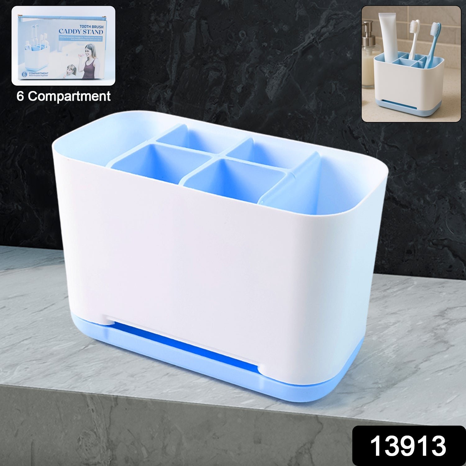 Toothbrush Holder Stand � 6-Compartment Plastic Caddy | BrushedUp