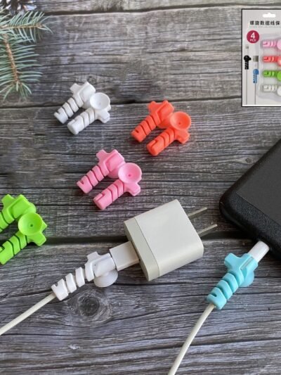 Cable Protector � 4-Pc Charger Cord Saver with Suction Ends | Dustiva