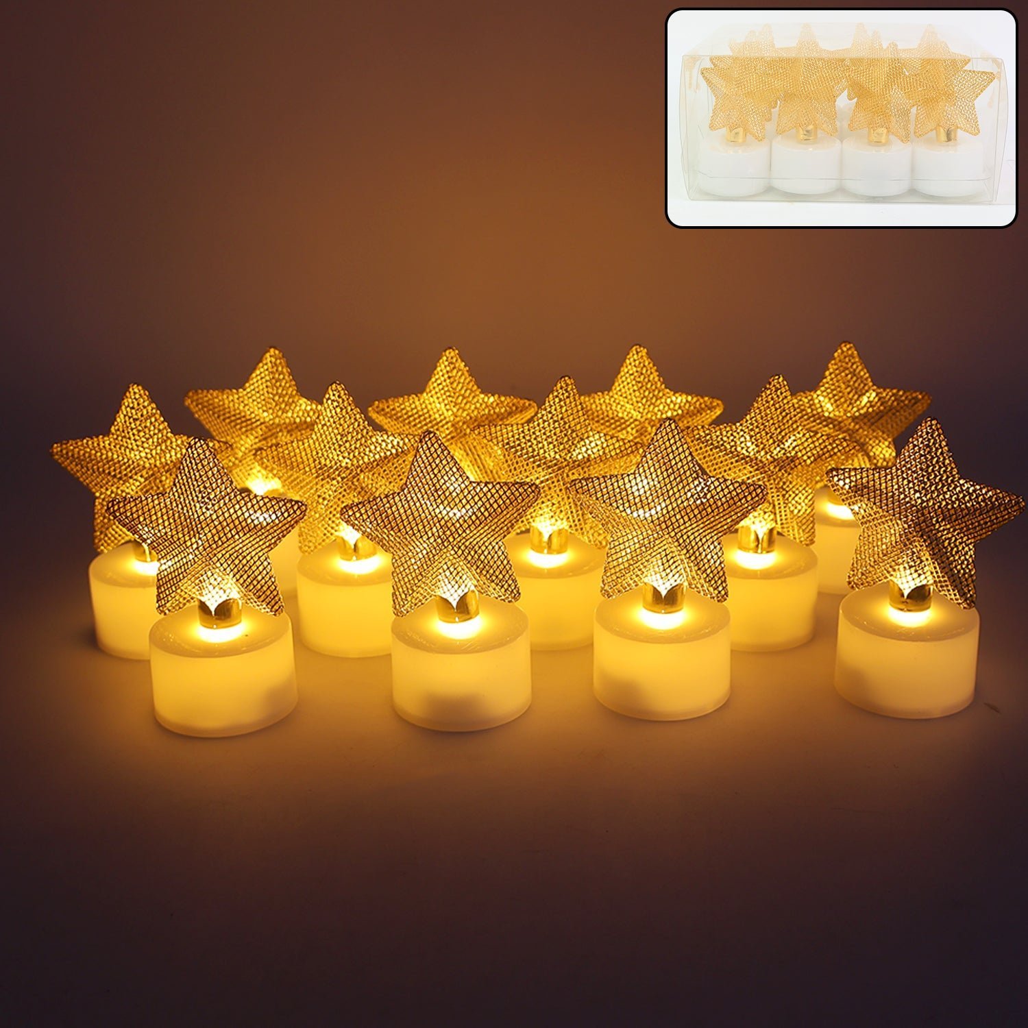 LED Star Candles – Set of 12 Flameless Decorative Tealights