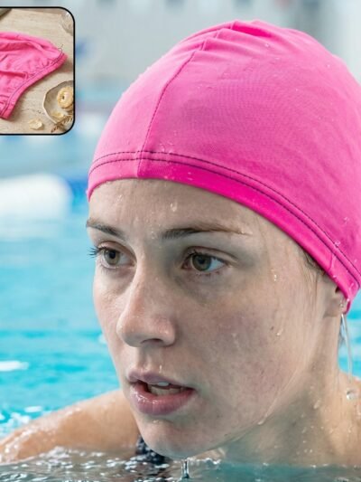 Small Premium Stretchable Pink Swimming Cap � Comfortable Fit for Short Hair