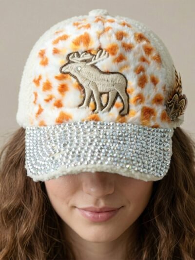 Winter & Summer Designer Cap – Soft Fur with Embroidery for Women