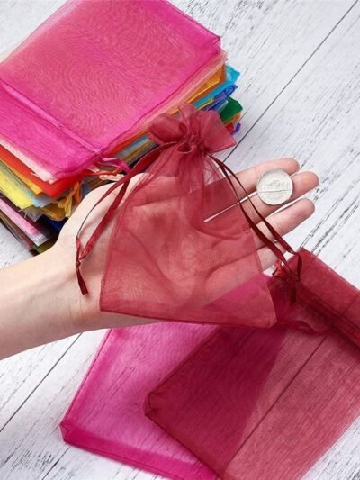 Organza Gift Bags – Drawstring Mesh Pouches for Favors (50 Pcs) | TeddyJoy